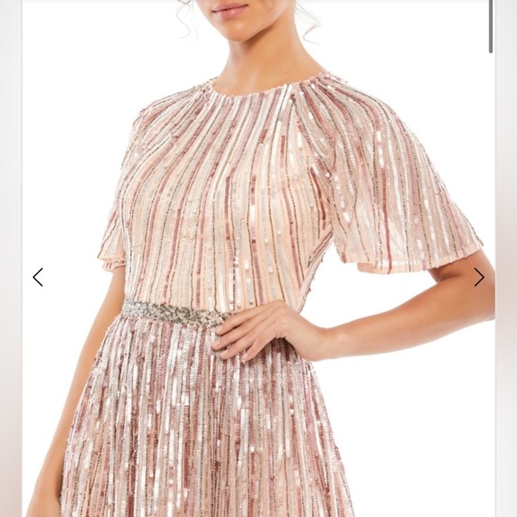 Mac Duggal Rose Gold Sequin Gown NWT Mac Duggal 4913 SEQUIN FLUTTER OMBRE SZ 12 - Picture 4 of 15